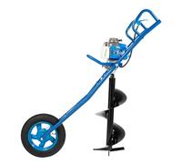 LENDISIY Tarière à Essence à 2 Temps, 63 CC 2,2 KW, Tarière Thermique avec Roues, Tarière à Essence de Perceuse de Ø 300 mm, Embouts de Forage pour Brouette, Tarière de Terre