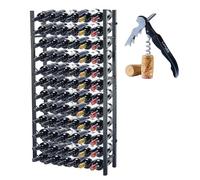 Lendo Online Casier à vin - Armoire à vin - Porte-Bouteille de vin - Stockage de vin avec Tire-Bouchon Noir Revêtement en Poudre Métal Acier Porte-Bouteilles Style (65x20x120cm (72 Bouteilles))