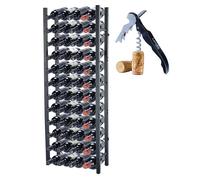 Lendo Online Casier à vin - Armoire à vin - Porte-Bouteille de vin - Stockage de vin avec Tire-Bouchon Noir Revêtement en Poudre Métal Acier Porte-Bouteilles Style (45x20x120cm (48 Bouteilles))