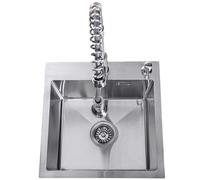 Lendo Online Evier Cuisine 1 Bac avec Robinet de Cuisine - Douchette Pivotant à 360° - Evier Inox avec kit de vidange complet - Bouchon d'eau et Siphon (Argent, 44x44x20cm)