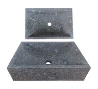 Lendo Online Lavabo rectangulaire 45x30x12 cm - Marbre - Pierre naturelle - Évier de salle de bain - Vasque à Poser de Toilette - Forme et couleur uniques - Brillant et Robust (Gris)