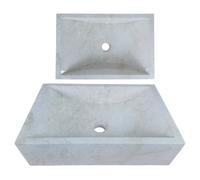 Lendo Online Lavabo rectangulaire 45x30x12 cm - Marbre - Pierre naturelle - Évier de salle de bain - Vasque à Poser de Toilette - Forme et couleur uniques - Brillant et Robust (Crème)