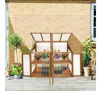 Lendo Online Serre de Jardin pour Fleurs Légumes Fruits - Mini Serre en Bois - Châssis de Jardin avec Toiture à 2 ou 4 Pans - Bois d'épicéa et Polycarbonate (120x49x97,5cm (Marron))