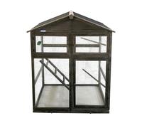 Lendo Online Volière Extérieure en Bois Traité pour Oiseaux - Cage à Oiseaux avec Toit Bitumé, Mangeoire, Perchoirs et Tiroir Amovible - Volière pour Perruches, Canaris -115x58x164 cm (Gris)