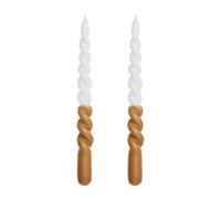 Lene Bjerre Bougie bicolore torsadée Twisted 25 cm Lot de 2 Golden brown-white