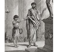 L'enfant Hannibal Barca 247 - vers 183 avant JC jure à son père Hamilcar Barca circa 275 - 228 avant JC qu'il ne sera jamais un ami de Rome. De l'histoire universelle illustrée de Cassell publiée en