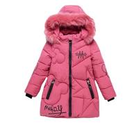 Lengender 2021 Nouveau Hiver Doudoune Enfant Fille Veste Blouson Epaisse Coupe-Vent Manteau Rembourré à Capuche Fourrure (Rose, 110)