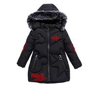 Lengender 2021 Nouveau Hiver Doudoune Enfant Fille Veste Blouson Epaisse Coupe-Vent Manteau Rembourré à Capuche Fourrure (Noir, 160)