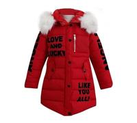 Lengender Doudoune Fille Enfant Parka Veste Capuche Manteau Longue Blouson Fausse Fourrure Chaud Hiver (Rouge, 120)