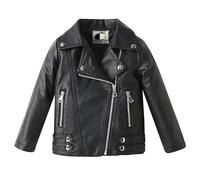Lengender Enfant Manteau Garçons Veste en Simili Cuir Blouson Motard Printemps Automne 2-9 Ans (130)