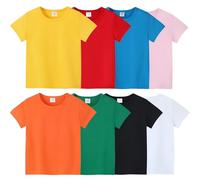 Lengender Lot de 8 T-Shirts Enfant Garçon et Fille 100% Coton Couleur Uni Manches Courtes Col Rond Unisexe Mixte Été (FR/ES, Numérique, 160, Taille Normale, Lot de 8)