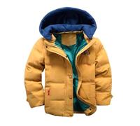 Lengender Manteau Hiver Enfant Garçon Bébé Hiver Doudoune Veste Capuche Hoodie Blouson Fourrure Fausse Jacket 3-11 Ans (Jaune, 6 ans)