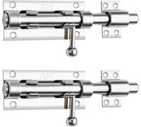 Lengxue Lot de 2 boulons de verrouillage coulissants de 15 cm avec trous de cadenas, adaptés pour les remorques de jardin, les clôtures, les abris de jardin et les garages.