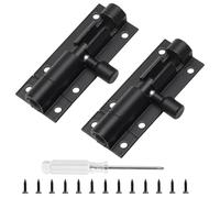 Lengxue Lot de 2 loquets coulissants de 5,1 cm en alliage d'aluminium avec vis et tournevis (noir)