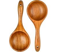 Lengxue Lot de 2 louches en bois massif pour cuisine, 21,6 cm, grandes cuillères à riz de cuisine multifonctions pour servir de la farine, des haricots, de l'eau, une boîte