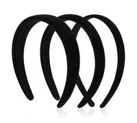 Lengxue Lot de 3 bandeaux rembourrés en velours noir - Large mousse - Confortables - Vintage - Tendance - Antidérapants