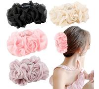 Lengxue Lot de 4 grandes pinces à cheveux en mousseline de soie multi-couches pour femmes et filles antidérapantes