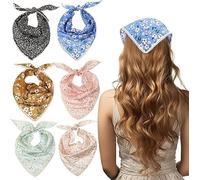 Lengxue Lot de 6 bandeaux à fleurs : bandeaux colorés en mousseline de soie de style bohème pour femme