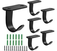 Lengxue Lot de 6 crochets de plafond à visser en acier inoxydable pour armoire, cuisine, placard, salle de bain Noir