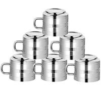 Lengxue Lot de 6 tasses à expresso en acier inoxydable à double paroi, isothermes de 3,5 onces avec anses Petites tasses à café pour garder l'expresso chaud