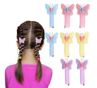 Lengxue Lot de 8 élastiques à cheveux en spirale avec motif papillon pour cheveux clairsemés et épais