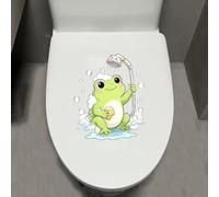 Leniutor 1 autocollant amusant en vinyle imperméable pour abattant de toilettes, motif grenouille mignonne pour salle de bain, mur, porte, baignoire (grenouille)