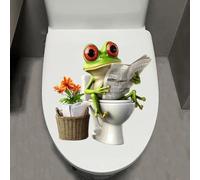Leniutor 1 autocollant de toilette en forme d'animal, autocollant imperméable et amovible grenouilles pour salle de bain et porte, autocollant créatif et amusant pour réservoir de toilette (grenouille