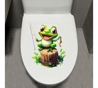 Leniutor 1 autocollant de toilette en forme d'animal, imperméable et amovible, motif grenouilles pour salle de bain et porte, autocollant créatif et amusant pour réservoir de toilettes, décoration