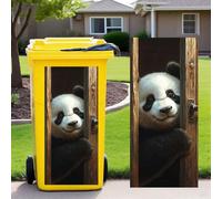 Leniutor 1 autocollant en vinyle imperméable pour poubelle, 36,8 x 81,8 cm, pour poubelle, réfrigérateur, mur, extérieur, fenêtre, porte (panda - gauche)