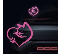 Leniutor 1 autocollant réfléchissant en vinyle imperméable pour voiture, motif chat en cœur, autocollant mignon pour fenêtre de voiture, ordinateur portable, étui, bouteille d'eau (violet)
