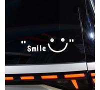 Leniutor 1 autocollant smiley pour voiture, autocollant en vinyle imperméable « Be Happy » pour fenêtre de voiture, ordinateur portable, mur, pare-chocs (blanc réfléchissant)
