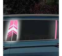 Leniutor 1 paire de stickers réfléchissants pour pilier de voiture B, autocollants en vinyle imperméable réfléchissant la nuit, décoration pour fenêtre de voiture, porte, pare-chocs (rose)