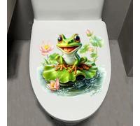 Leniutor 1 pièce Animaux WC Autocollant Autocollant Imperméable Amovible Grenouilles Salle de Bain et Porte Autocollant Mural Créatif Drôle Lotus Toilettes Réservoir Autocollant Décoration de la