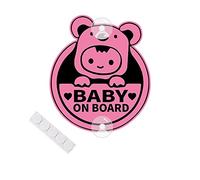 Leniutor Autocollant Baby On Board, mignon koala en PVC Kids On Board, panneau d'avertissement de sécurité pour vitre arrière de voiture (ventouse, rose)