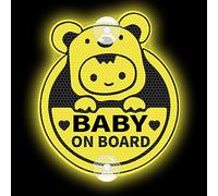 Leniutor Autocollant mignon Koala Baby On Board pour voiture, hautement réfléchissant double face à ventouse, panneau d'avertissement pour fenêtre de voiture (ventouse réfléchissante, jaune)