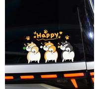 Leniutor Autocollants amusants pour fenêtre de voiture, motif Shiba Inu, mignons double face pour voiture, fenêtre, pare-chocs, mur, pare-brise (chiots)