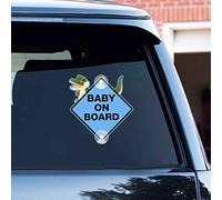 Leniutor Baby On Board - Panneau de voiture en PVC avec ventouse pour voiture - Motif crocodile souriant, bleu