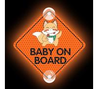 Leniutor Baby On Board Ventouse autocollants réfléchissants pour enfants à bord panneaux d'avertissement pour fenêtre de voiture (renard)