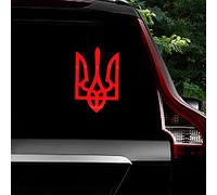 Leniutor Lot de 2 autocollants en vinyle pour armoiries de l'Ukraine, Tryzub, trident ukrainien, emblème de voiture en vinyle imperméable pour pare-chocs de voiture (rouge réfléchissant)