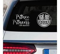 Leniutor Lot de 2 autocollants en vinyle pour voiture, motif princes et princesses à bord, panneau de sécurité pour fenêtre arrière de voiture, décoration de pare-chocs (argent brossé)