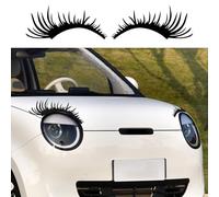 Leniutor Lot de 2 faux cils autocollants pour phares de voiture, décoration tendance pour porte de véhicule, coffre, queue, couverture des rayures (noir mat)