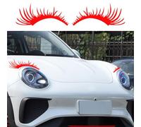 Leniutor Lot de 2 faux cils autocollants pour phares de voiture, décoration tendance pour porte de véhicule, coffre, queue, couverture des rayures (rouge réfléchissant)
