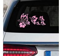 Leniutor Lot de 5 autocollants en vinyle imperméable en forme de papillon pour voiture, femme et fille, beaux autocollants réfléchissants pour pare-chocs, fenêtres, ordinateurs portables (rose