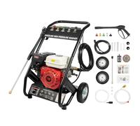 LENJKYYO Nettoyeur haute pression à essence 7,5 CV 2200 PSI avec 5 buses et tuyau de 26 m, auto-amorçant, professionnel, pour nettoyage de voiture, cour, jardin
