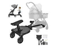 LENJKYYO Planche Poussette Universelle avec Siège Amovible, Marche Pied Poussette pour Enfant de 2 à 6 Ans, Skate Poussette Universelle pour Deuxième Enfant, Charge 25kg, Accessoire Poussette Noir