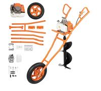 LENJKYYO Tarière Thermique 63cc 2 Temps 2,2kW, Tarière à Essence avec Roue, Forage 300mm, Tariere Thermique pour Perceuse de Terre, Outil Creuser Trou pour Agriculture Jardin