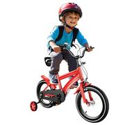LENJKYYO Vélo enfant 14" avec roues stabilisatrices pour garçons et filles de 3 à 6 ans, unisexe, hauteur réglable, convient pour une taille de 39,37 à 45,28 pouces, rouge