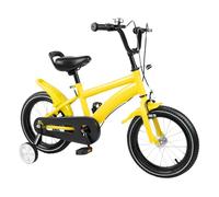 LENJKYYO Vélo enfant 14" avec roues stabilisatrices pour garçons et filles de 3 à 6 ans, unisexe, hauteur réglable, convient pour une taille de 39,37 à 45,28 pouces, jaune