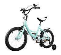LENJKYYO Vélo Enfant 16 Pouces pour Filles et Garçons 5-8 Ans - Vélo d'apprentissage avec Roues Stabilisatrices Amovibles, Hauteur Réglable, Freins Double Sécurité (Vert)