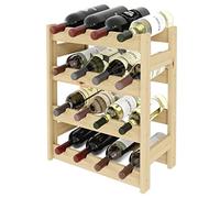Lenmar Casier à Vin Range Bouteilles Horizontal, Serie RW-1, Étagère à Vin en Bois Naturel, Couchages, pour 12-91 Bouteilles Vin, Casier Cave Etagères Porte-Bouteilles (RW-1-16, 54 x 43 x 25)